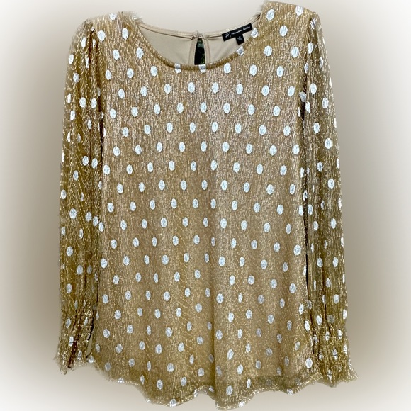 Adrianna Papell Tops - Gold / Silver Long Sleeve Blouse; Adrianna Papell; M